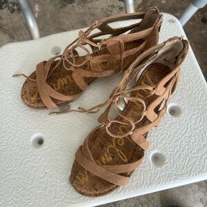 Sam Edelman Lace-Up Tan Sandals Size 7.5
